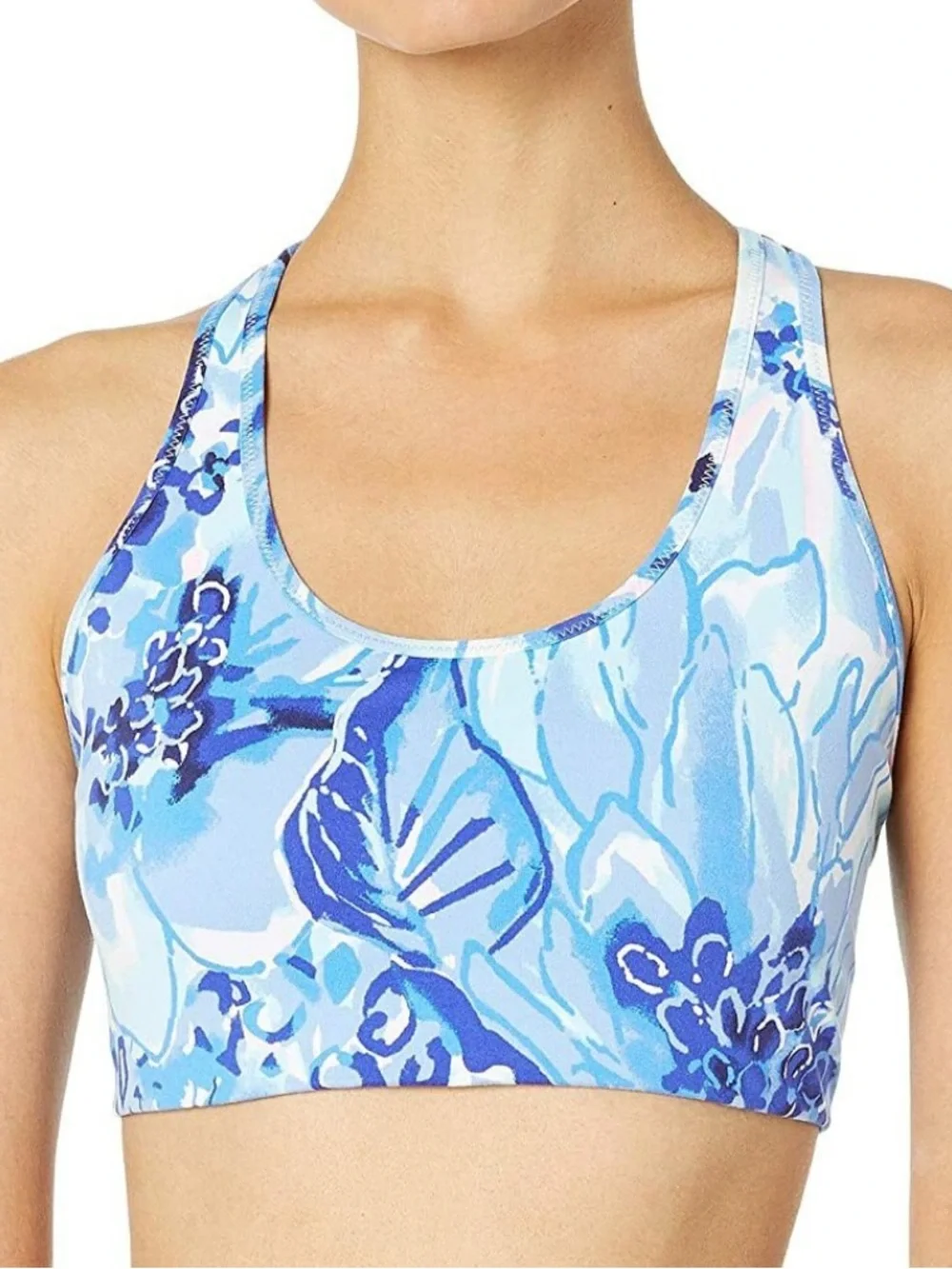 Lilly Pulitzer Women’s Luxletic Jaydea Blue‎ Floral Low Impact Sports Bra Size S